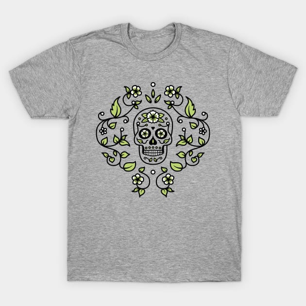 Sugar Skull Floral Vine Motif T-Shirt by bangtees